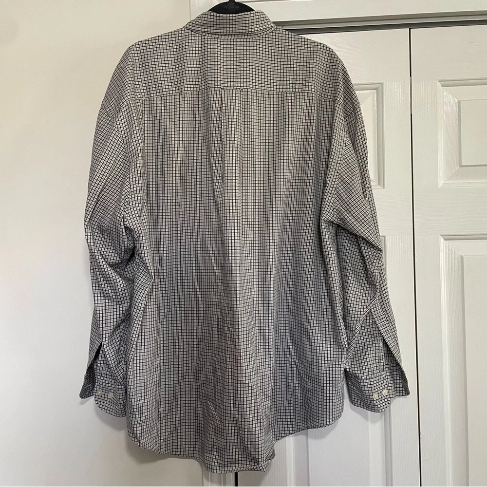 Nautica Button Down Long Sleeved Dress Shirt Tan Black Plaid Size XXL